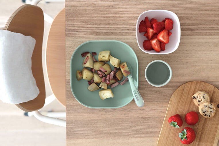 Komplet naczyń z silikonu z przyssawką Sage Green / Beaba