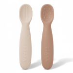 Zestaw 2 silikonowych pierwszych łyżeczek-gryzaków: Praline, clay / Beaba