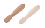 Zestaw 2 silikonowych pierwszych łyżeczek-gryzaków: Praline, clay / Beaba