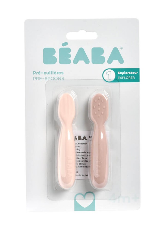 Zestaw 2 silikonowych pierwszych łyżeczek-gryzaków: Cotton candy, sorbet / Beaba