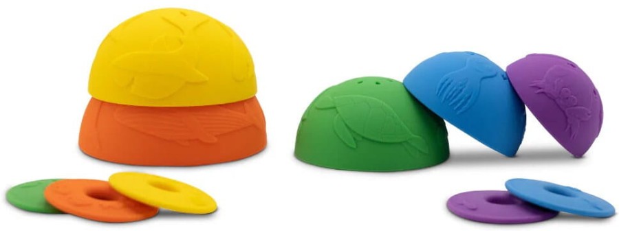 Silikonowe kubeczki, miseczki do układania i do wody z tonącymi dyskami Cups Rainbow / Jellystone