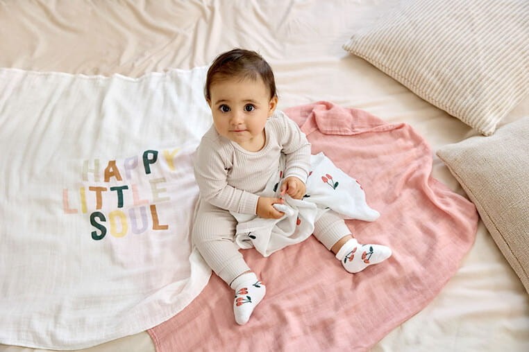 Bambusowy otulacz kocyk 80x80cm zestaw 3 szt. Happy Fruits Cherry / Lassig