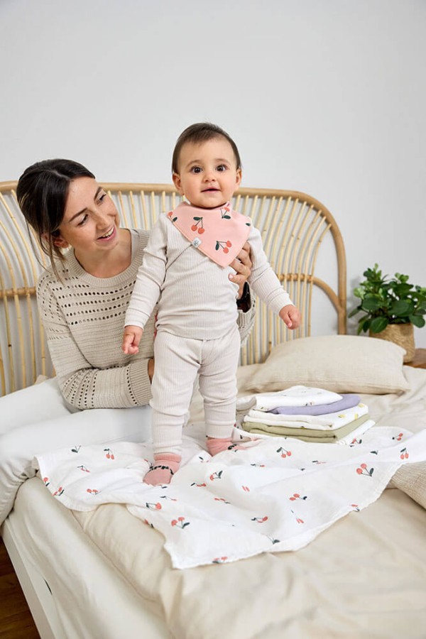 Bambusowy otulacz kocyk 80x80cm zestaw 3 szt. Happy Fruits Cherry / Lassig