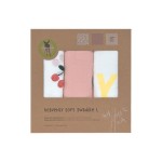 Bambusowy otulacz kocyk 80x80cm zestaw 3 szt. Happy Fruits Cherry / Lassig