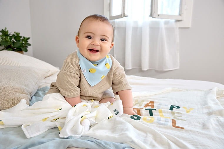 Bambusowy otulacz kocyk 80x80cm zestaw 3 szt. Happy Fruits Lemon / Lassig