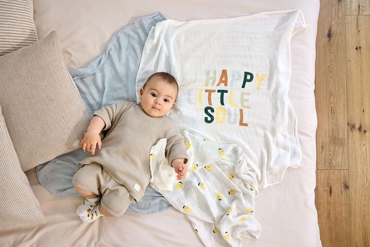 Bambusowy otulacz kocyk 80x80cm zestaw 3 szt. Happy Fruits Lemon / Lassig