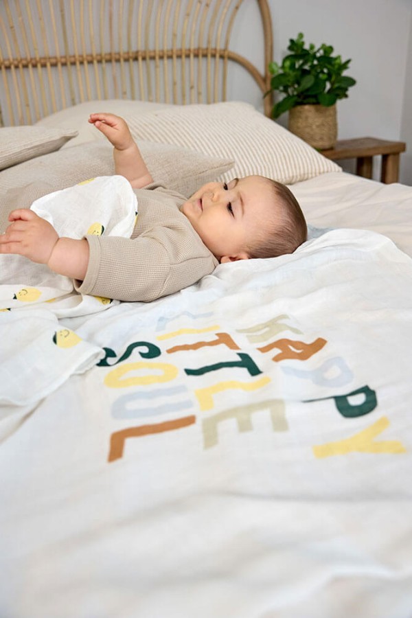 Bambusowy otulacz kocyk 80x80cm zestaw 3 szt. Happy Fruits Lemon / Lassig