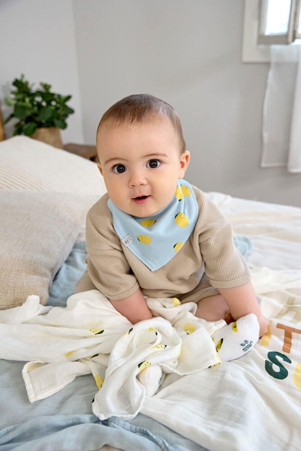 Bambusowy otulacz kocyk 80x80cm zestaw 3 szt. Happy Fruits Lemon / Lassig