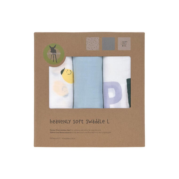 Bambusowy otulacz kocyk 80x80cm zestaw 3 szt. Happy Fruits Lemon / Lassig