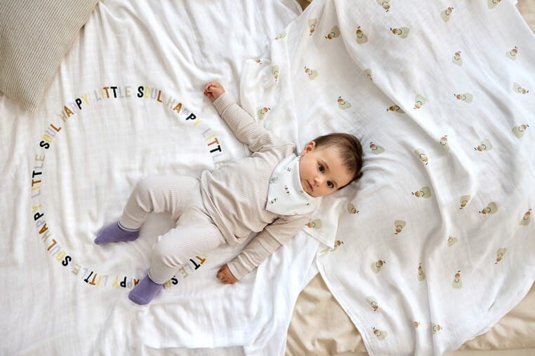 Bambusowy otulacz kocyk 120x120cm zestaw 2 szt. Happy Fruits Pear / Lassig