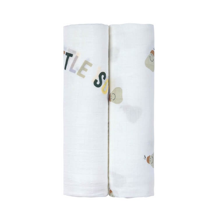 Bambusowy otulacz kocyk 120x120cm zestaw 2 szt. Happy Fruits Pear / Lassig