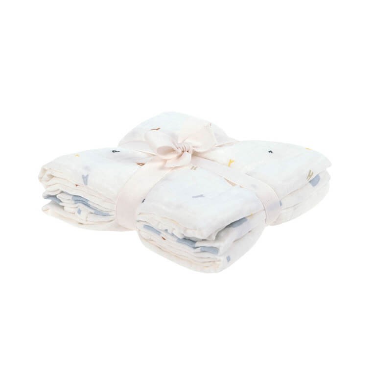 Muślinowy otulacz kocyk z bawełny organicznej 60x60cm zestaw 3 szt. Happy Fruits blue / Lassig