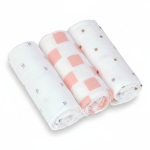 Muślinowy otulacz kocyk z bawełny organicznej 60x60cm zestaw 3 szt. Happy Fruits peach / Lassig