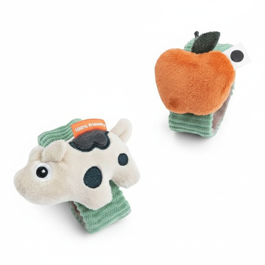 Zabawka na rączkę, 2 szt. - Krówka Dotti Green / Done by Deer