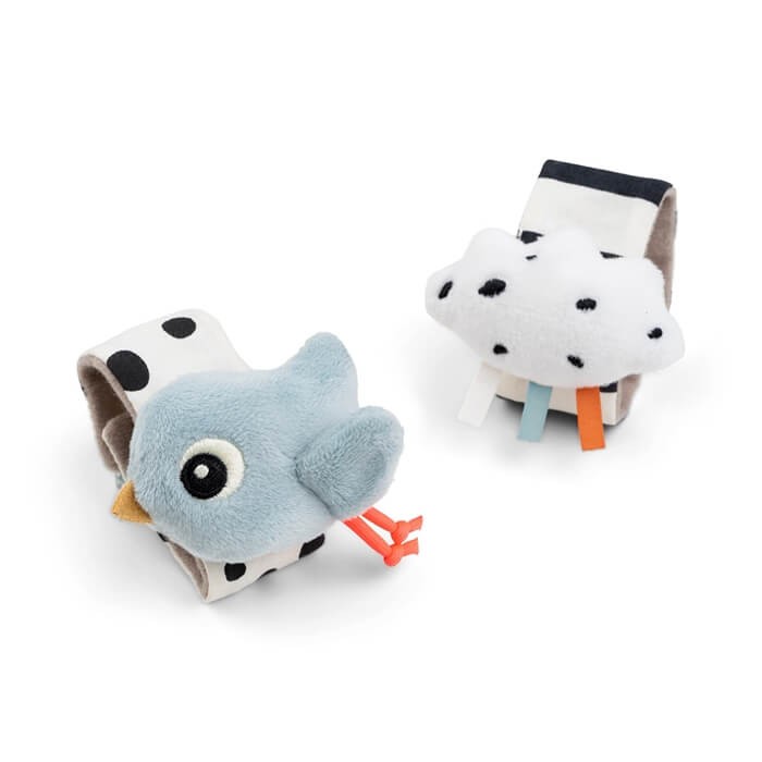 Zabawka na rączkę, 2 szt. - Happy Clouds Blue / Done by Deer