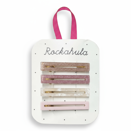 Spinki do włosów Retro Acrylic Bar Pink / Rockahula Kids