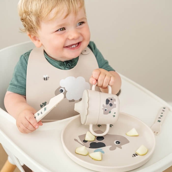 Sztućce dla dziecka Foodie Tiny Farm Sand / Done by Deer