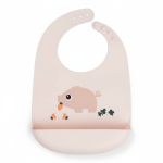 Śliniak silikonowy z kieszonką Świnka Pigee Powder / Done by Deer