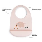 Śliniak silikonowy z kieszonką Świnka Pigee Powder / Done by Deer