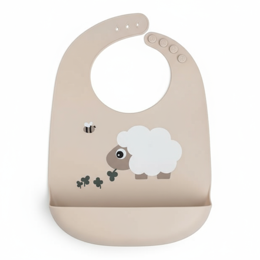 Śliniak silikonowy z kieszonką Owieczka Sheepy Sand / Done by Deer