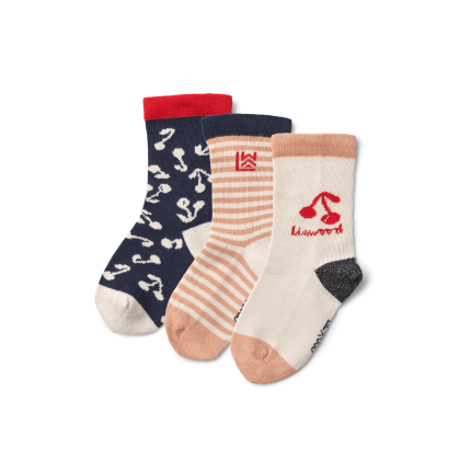 Skarpetki Silas, 3-pack - Cherry blossom, Classic navy / Liewood