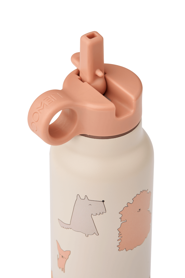 Butelka na wodę Falk, 350 ml - cats and dogs, sandy / Liewood
