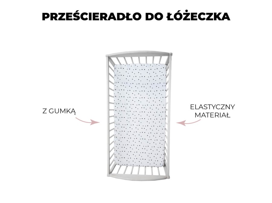 Prześcieradło do łóżeczka We care Czarne Kropki / Sleepee