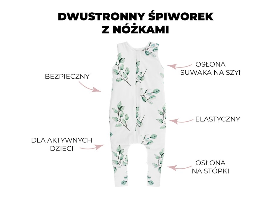 Dwustronny śpiworek z nóżkami Ivory Forest - Czarne Kropki / Dobre Liski by Sleepee