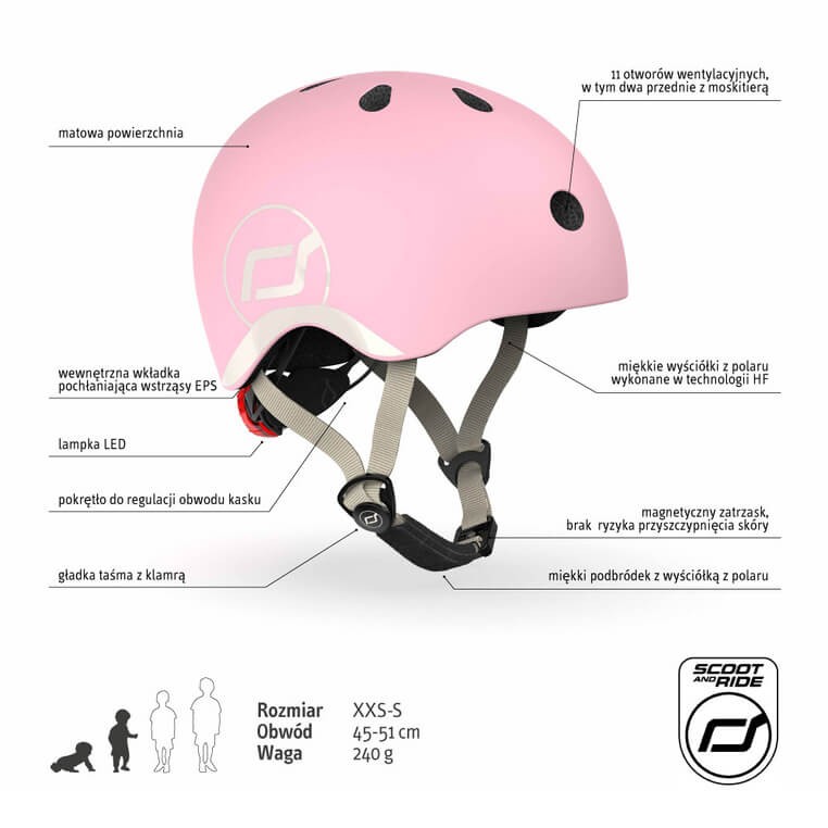 Kask XXS-S dla dzieci 1rż+ Rose / Scootandride