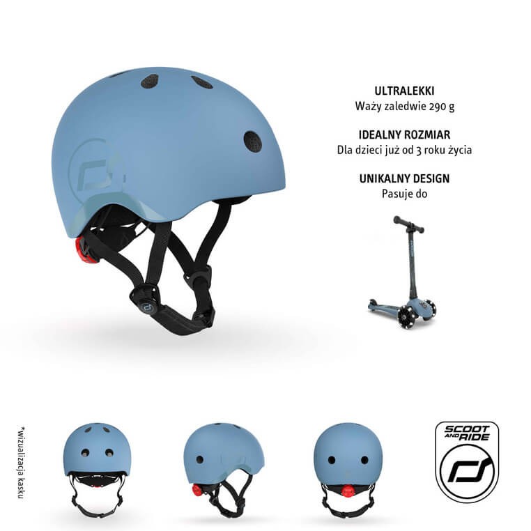 Kask S-M dla dzieci 3+ Steel / Scootandride