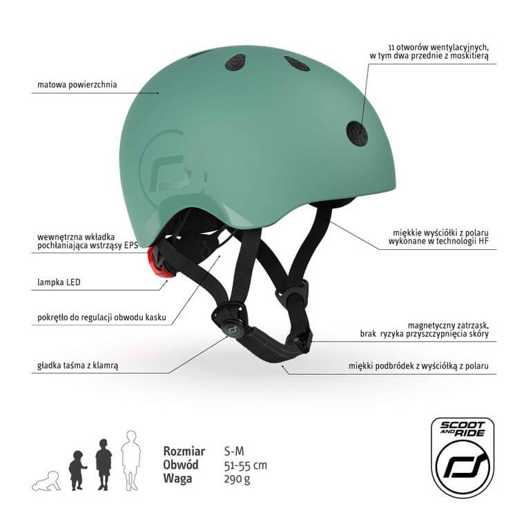 Kask S-M dla dzieci 3+ Forest / Scootandride