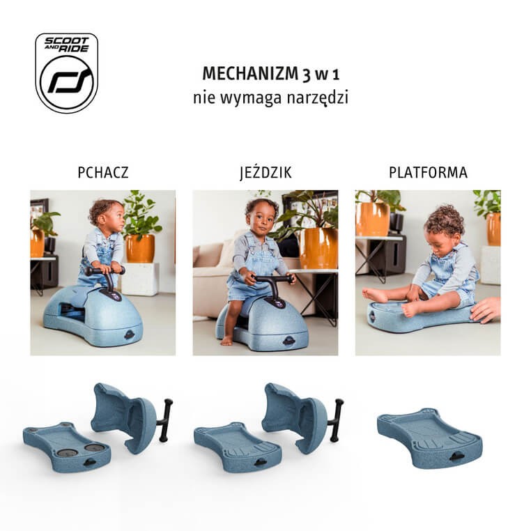 My First - ewolucyjny jeździk pchacz 3w1 6 m+ Steel / Scootandride