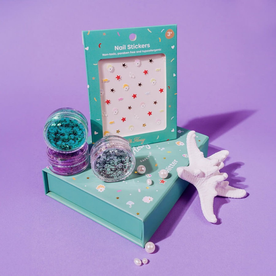 Brokatowy zestaw do malowania twarzy UNDER THE SEA, bio brokat, roślinna formuła / Oh Flossy