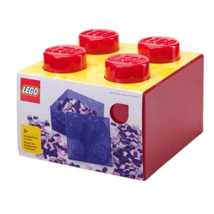Pojemnik klocek Brick 4 z pokrywką - Czerwony /  LEGO®