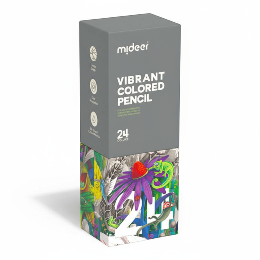 Trójkątne kredki w żywych kolorach (24 szt.) / Mideer