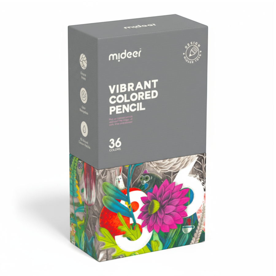 Trójkątne kredki w żywych kolorach (36 szt.) / Mideer