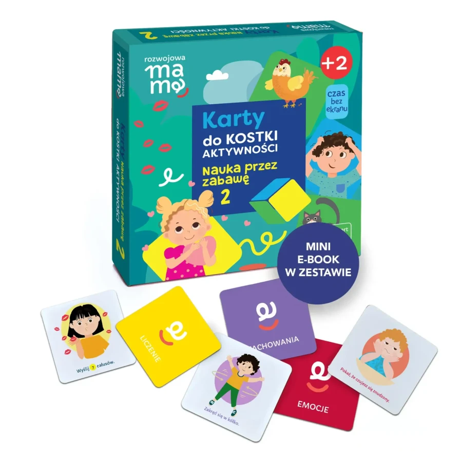 Karty do kostki aktywności - nauka przez zabawę 2 + mini e-book 2+ / rozwojowa mama