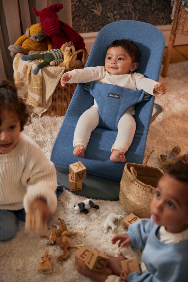 BABYBJORN - leżaczek BLISS WOVEN, Niebieski melanż