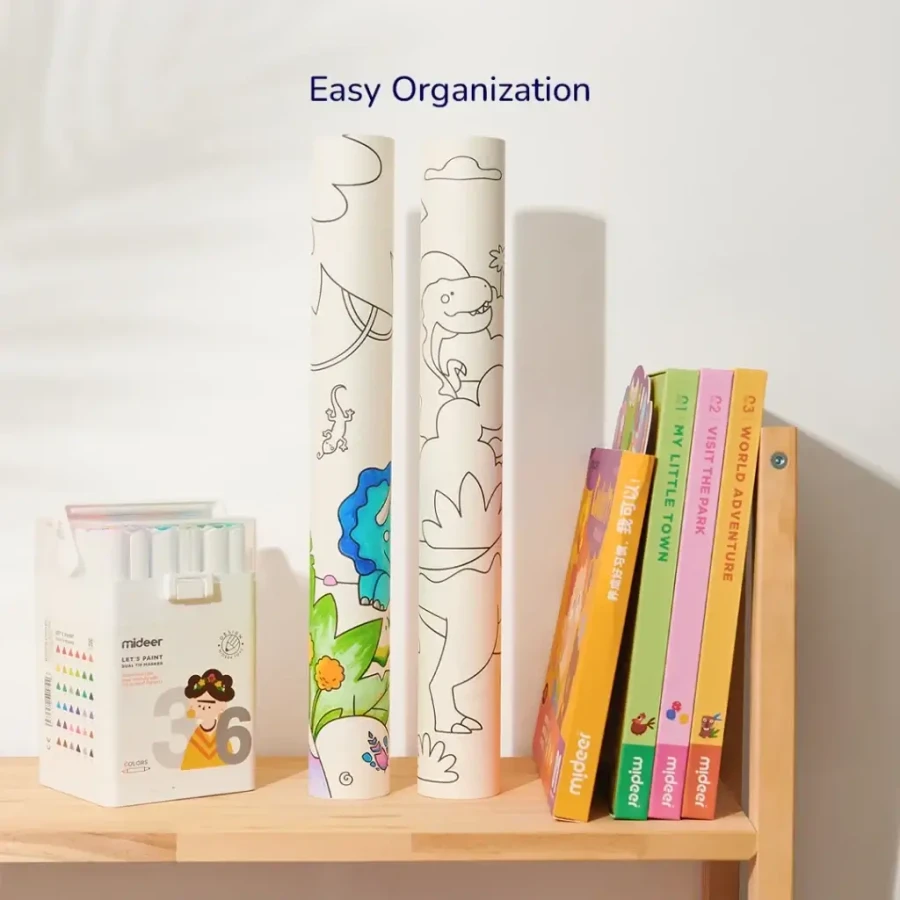 Kolorowanka w rolce samoprzylepna - Dinozaury / Mideer