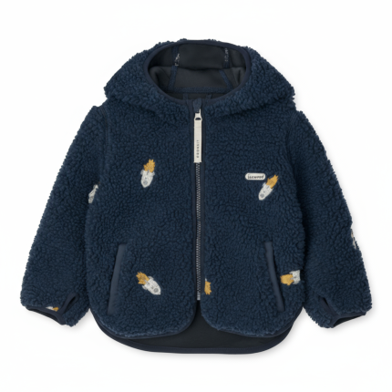Polarowa kurtka Mara z uszami - rocket, classic navy, embroidery / Liewood
