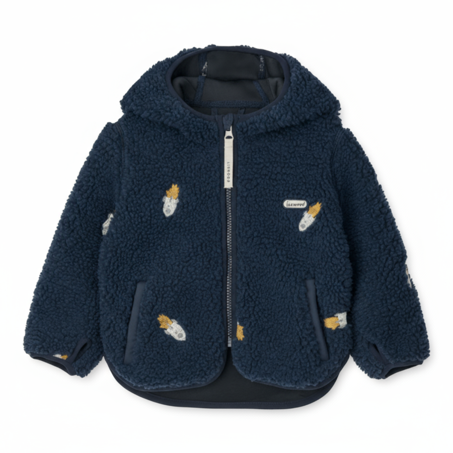 Polarowa kurtka Mara z uszami - rocket, classic navy, embroidery / Liewood