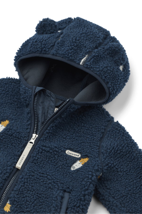 Polarowa kurtka Mara z uszami - rocket, classic navy, embroidery / Liewood