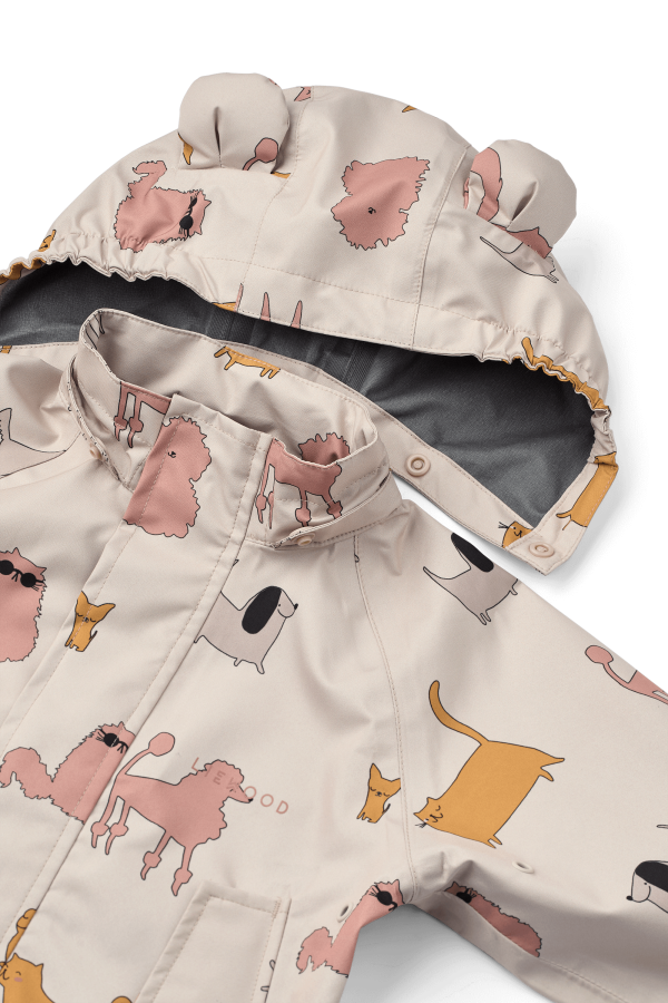Komplet przeciwdeszczowy Manu - cats and dogs, sandy / Liewood