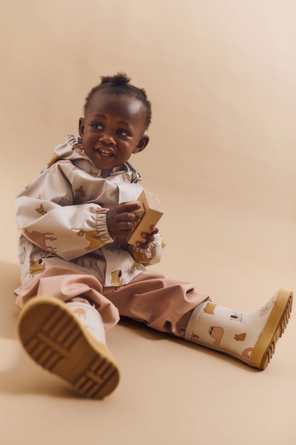 Komplet przeciwdeszczowy Manu - cats and dogs, sandy / Liewood