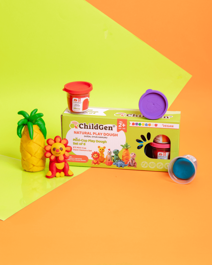 100% naturalna ciastolina zestaw eco kubków, 8 szt. wegańska, certyfikowana, 2+ / ChildGen