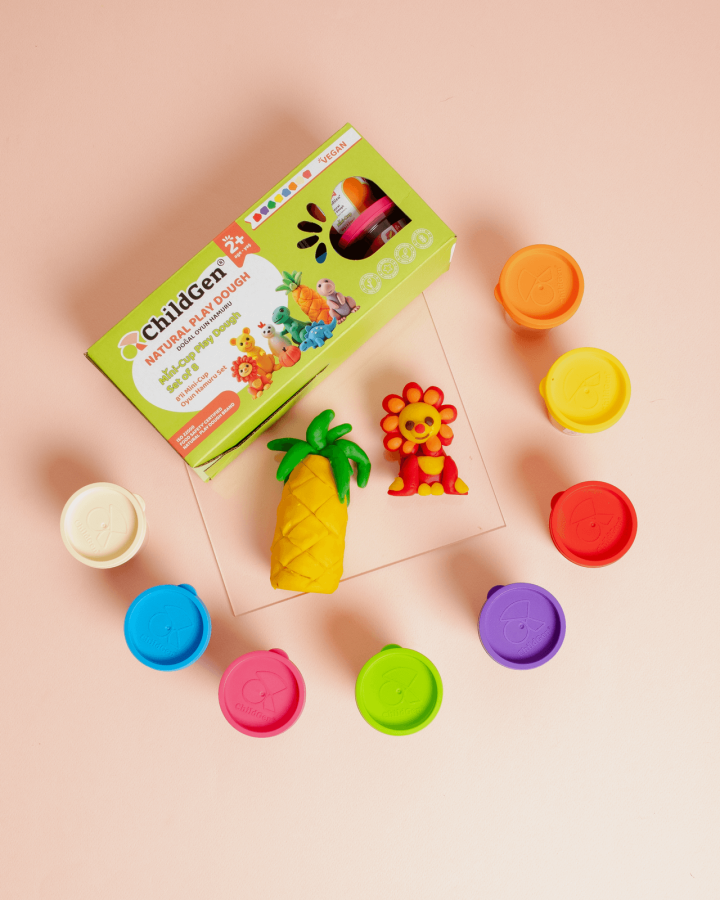 100% naturalna ciastolina zestaw eco kubków, 8 szt. wegańska, certyfikowana, 2+ / ChildGen