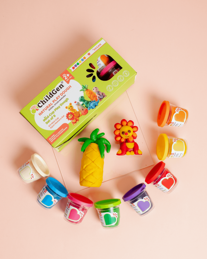 100% naturalna ciastolina zestaw eco kubków, 8 szt. wegańska, certyfikowana, 2+ / ChildGen