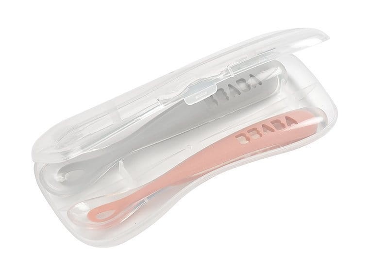 Zestaw łyżeczek silikonowych 4 m+ Old Pink, 2 szt. / Beaba