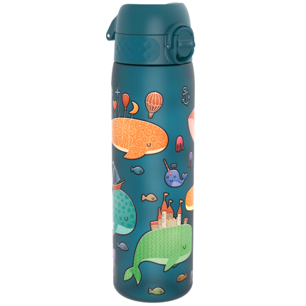 Wąska butelka na napoje - Whales (Deep Teal), 500ml / ION8®