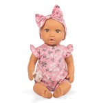 Lalka niemowlę ze smoczkiem, w ubranku w kwiatuszki i opasce, różowe / LullaBaby